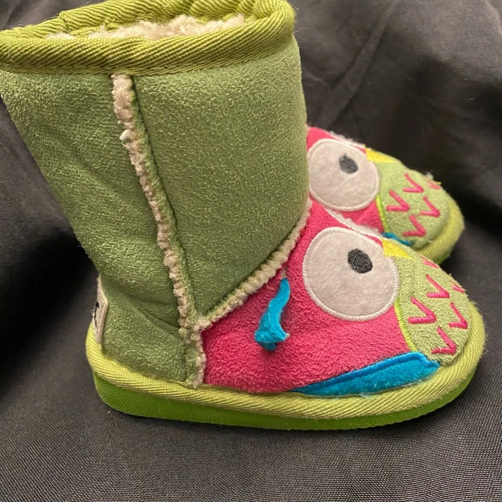 Lazy One-Kids Owl Boots-XXS(4/5),‎ Green